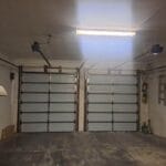 Two aluzinc charcoal single caravan garage doors interior with block pattern