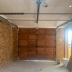 Single 20 panel meranti garage door interior with dual track system